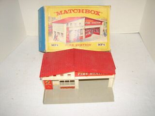 Vintage Matchbox Car Lesney Building Plastic Mf - 1 Fire Station