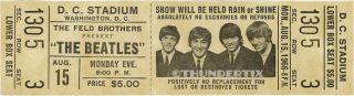 5 1966 Beatles Vintage Full Concert Tickets Sf Cin Dc Stl Detroit