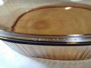 VTG Corning Ware 4L Oval Roaster Vision Amber Glass Casserole with Pyrex Lid USA 2