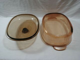 VTG Corning Ware 4L Oval Roaster Vision Amber Glass Casserole with Pyrex Lid USA 5