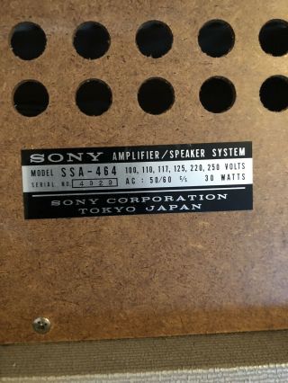 Vintage Sony SSA 464 Vacuum Tube Amplifier Speaker 5