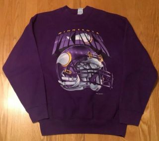 Vintage Salem Minnesota Vikings Nfl Football Purple Crewneck Sweatshirt L