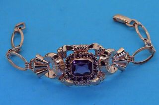 Vintage 14k Rose Gold Filled Art Deco Amethyst Crystal Bracelet