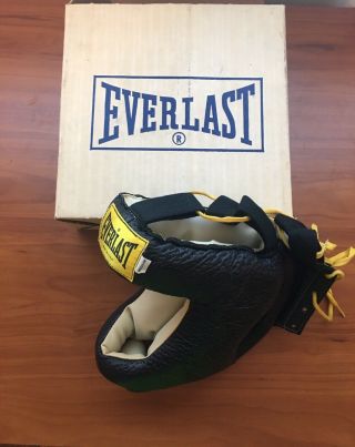 Vintage Everlast Yellow Label Boxing Head Guard Gear 4025 Black Size Medium