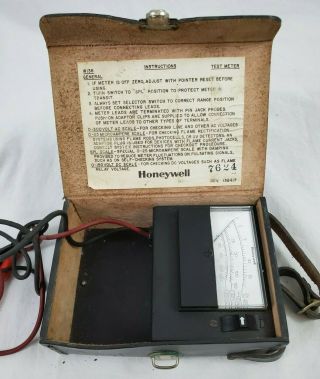 Vintage Honeywell Test Meter W136 Set With Leads & Case