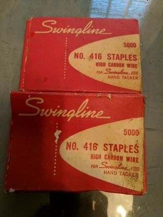 2 Boxes Vintage Staples Swingline No.  416 High Carbon Wire For Hand Tacker 200
