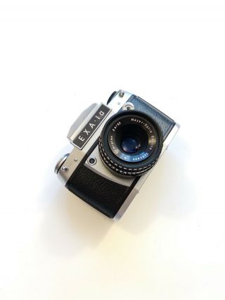 Vintage Exa 1a 35mm Film Camera With Meyer Optik Gorlitz Domiplan 2.  8/50 Lens