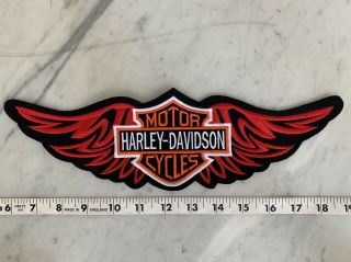 Vtg.  Harley Davidson Spread Eagle Wings (large) Logo Patch.  13” Wide X 4” Tall.