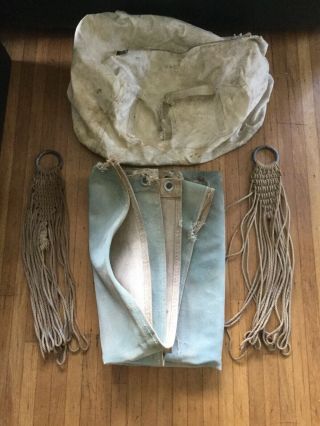 Vintage Wwii Naval Ship Hammock World War 2 Navy With Ropes And Canvas Bag