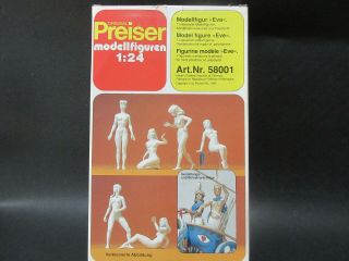 Vtg.  Preiser 1/24 Art.  58001 7 Unpainted Nude " Eve " Figures See Descrip Diorama