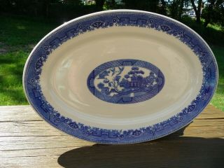 Vintage Carr China Blue Willow Pattern Large Platter 12 X 18 " Restaurant Ware