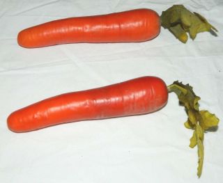 Vintage 2 Fake Faux Carrots Veggies Decorative Theater Prop Teaching Aide