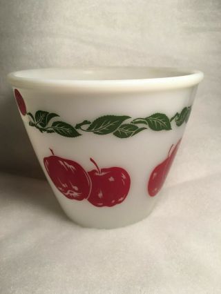 Vintage Hazel Atlas White Milk Glass Apple & Leaves Mixing Bowl