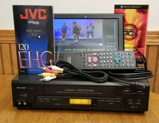 Sharp Vc - A565u Vhs Vcr Player Recorder 4 Head Stereo W/ Remote,  Cables,  Tape