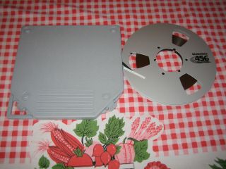 VG,  Quantegy Grand master 456 NAB Metal reel 10.  5 ¼” some tape plastic case 2