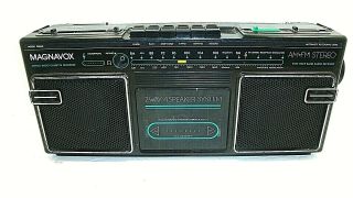 Magnavox Model D8060 4 Speaker System Cassette Am/fm Boombox Radio Vtg Black