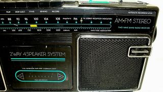 Magnavox Model D8060 4 Speaker System Cassette AM/FM Boombox Radio Vtg Black 3