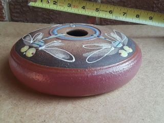 STUNNING Vintage Studio Art Pottery DRAGONFLY VASE w/Flower Frog Signed Bauer 4
