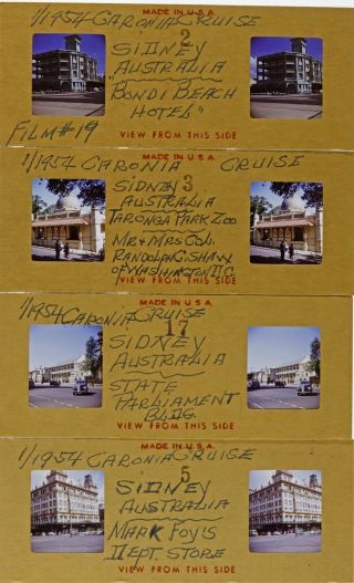 Set Of 4 Vintage Stereo Realist Photo 3d Stereoscopic Slides Australia Streets