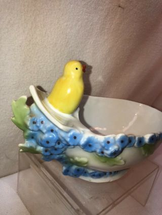 Vtg 1940’s US Zone Germany Easter Forget - Me - Not Flowers Chick Candy dish Bowl 2