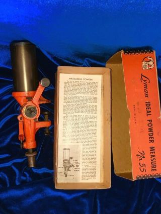Vintage Lyman Ideal No 55 Powder Measure With Box Table Mount Fast Ship
