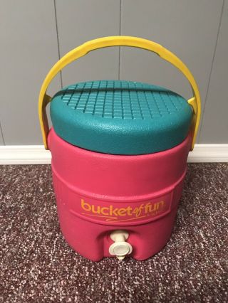 Igloo Vintage 1990s Pink And Teal Bucket Of Fun Cooler