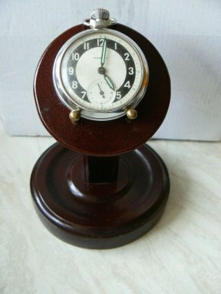 Vintage Lovely Polished Wood Pocket Watch Stand With An Ingersoll Watch