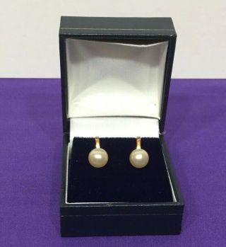 Vintage Ciro Pearl 9ct Gold Clip On Earrings In Gift Box