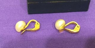 Vintage Ciro Pearl 9ct Gold Clip on Earrings in Gift Box 2