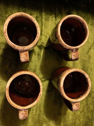 Vintage Set Of 4 Hull Pottery USA Brown Drip Beer Stein/Mug With Handle 5” 4