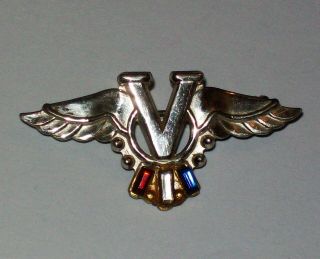 Vintage Wwii Sterling Silver Winged " V " Victory Sweetheart Pin