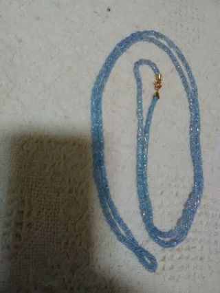 Vintage Baby Blue Glass Seed Bead Necklace Strand 50 Inches