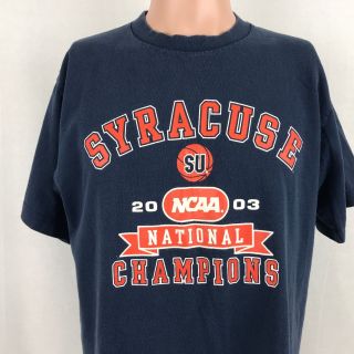 Syracuse Orange 2003 Ncaa Basketball Champions T - Shirt L Vtg Carmelo Anthony