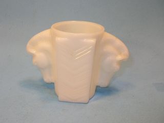 Vtg.  Macbeth Evans White Milk Glass Vase,  Shaving Cup,  Double Horse Heads