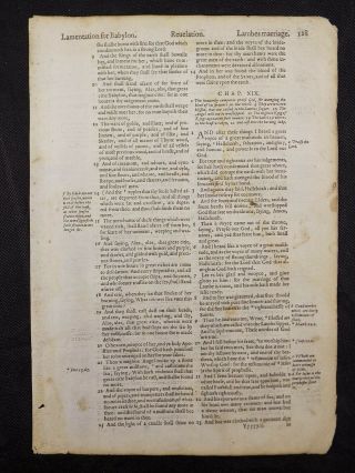 1597 Geneva Bible Leaf Page Book Of Revelation 18:9 - 21:4 Lamb 