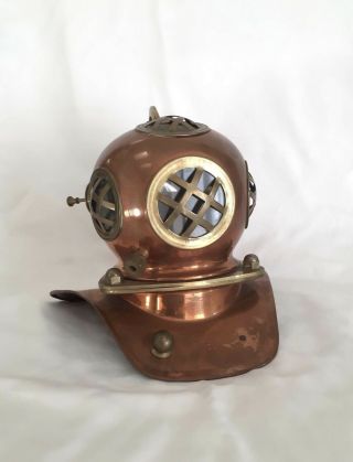 Vintage Miniature Brass Deep Sea Divers Helmet Figurine Nautical Decor