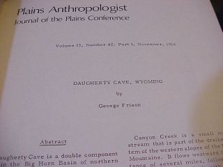George C Frison Dougerty Cave Wyoming Archaeology Site Report Dry Cave
