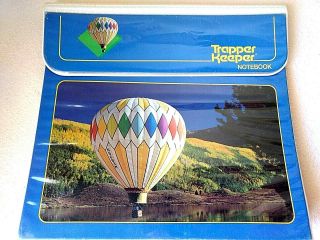Mead Trapper Keeper Notebook Blue Binder Vtg 1980s 29096 Hot Air Balloon Photo
