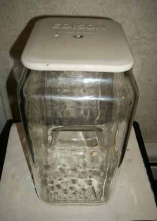 Vintage Pyrex / Edison Glass Battery Jar And Lid