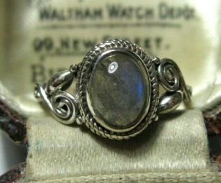 Vintage Style Sterling Silver Labradorite Moonstone Jewellery Ring Size O 7