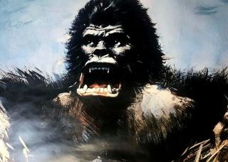 Vintage 1976 King Kong Mural Poster In Tube 7 Ft.  Tall Movie Artwork Memorabilia