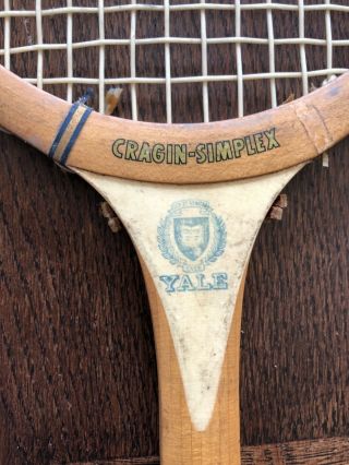 Vintage Cragin - Simplex Squash Racquet - Yale Insignia 3