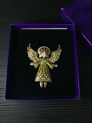Vintage Bob Mackie Mosaic Guardian Angel Brooch Pin