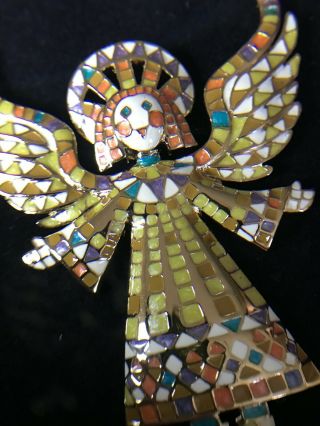 Vintage Bob Mackie Mosaic Guardian Angel Brooch Pin 4