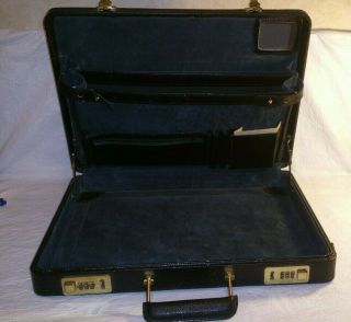 Vintage Black Briefcase Alligator ?? Leather Hard Attache Case Combination Lock
