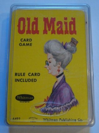 Vintage Whitman 4492 Old Maid Card Game Deck With Case Complete
