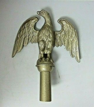 Vintage Us Federal Brass Eagle Standard Flag Pole Finial Topper Wings Spread
