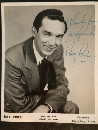 Vintage Ray Price Signed 8 X 10 Photograph Star Of Wsm Grand Ole Opry