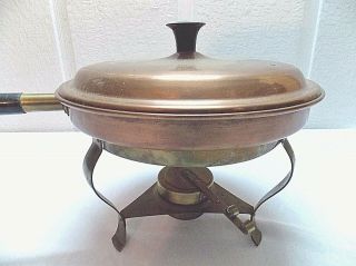 Vintage Dish 5 Piece Copper Brass & Tin Warming Chafing Pan Fondue Pot