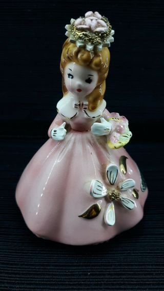 Vintage Joseph Originals Porcelain Figurine Pink Dress And Red Hair